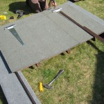 Attaching first roof section with hinges