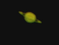 First Saturn image with SPC900 webcam, low in the sky.