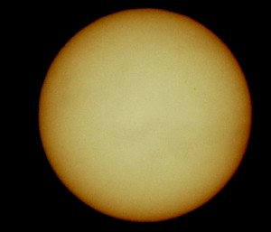 Sun with homemade solar filter on a DSLR camera